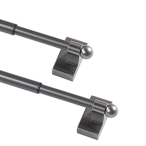 Magnetic Curtain Rods, 1/2 Inch Diameter, 2 Pack, Pewter